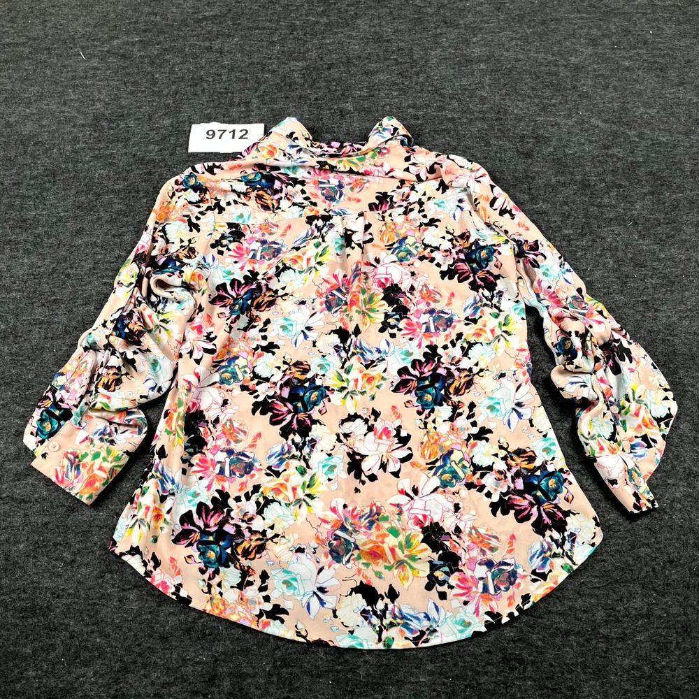 Express the Portofino Shirt Womens Small Multicolor Floral Pleated Button Up - Picture 8 of 8